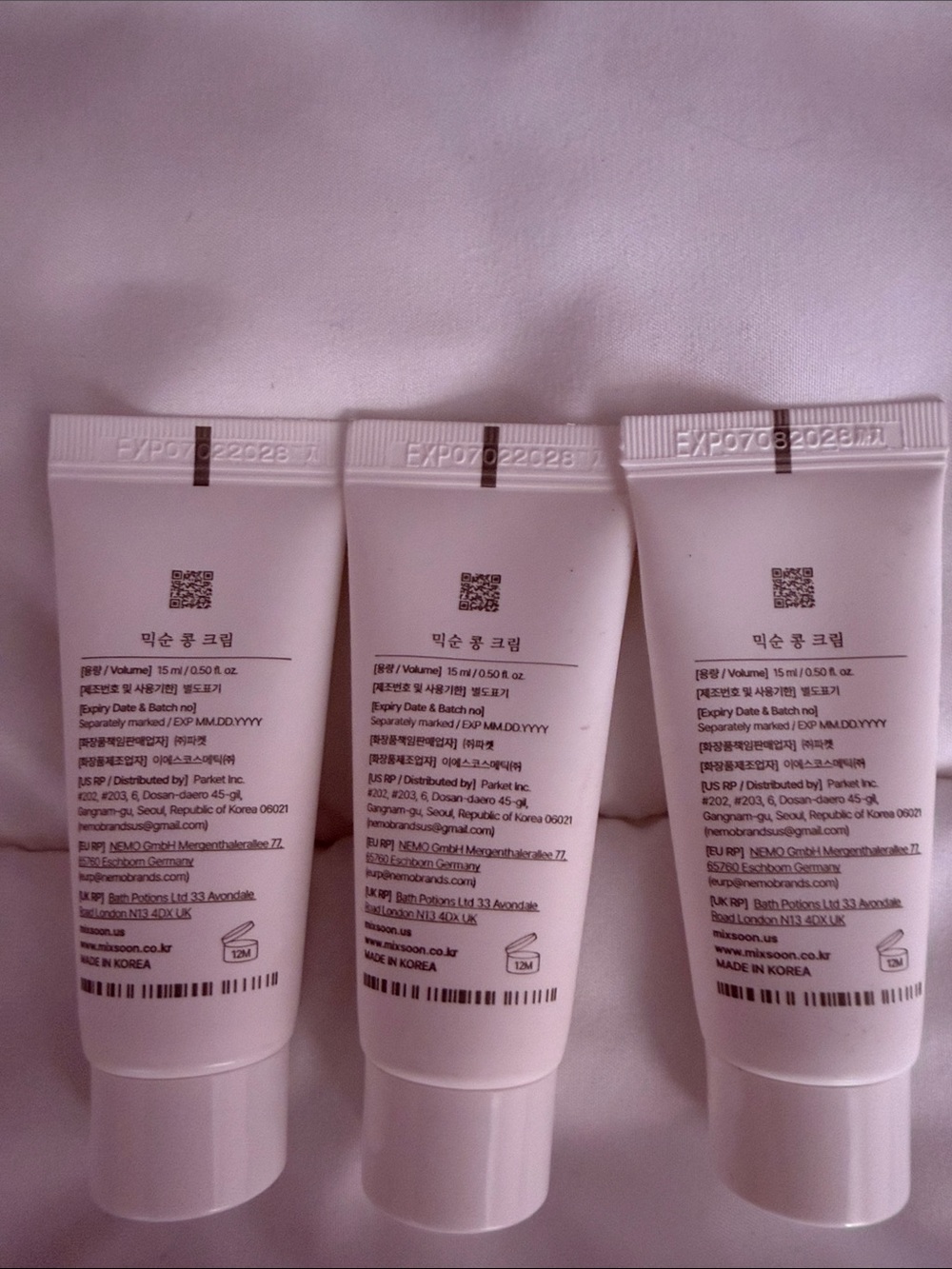 Mixsoon Bean Cream Mini Travel Set of Three 15mL each - Picture 2 of 2